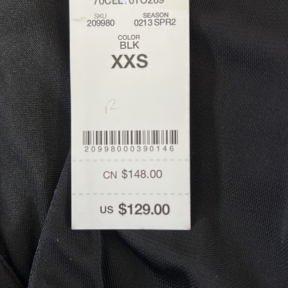 NWT BeBe Vibrant Asymmetrical Draped Dd black Dress. V neckline Size XXS - Picture 16 of 16